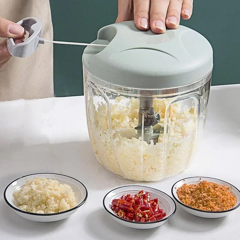 500/900ML Hand Chopper Manual Rope Food Processor Silcer Shredder Salad Maker Garlic Onion Cutter Kitchen Tool Accessories