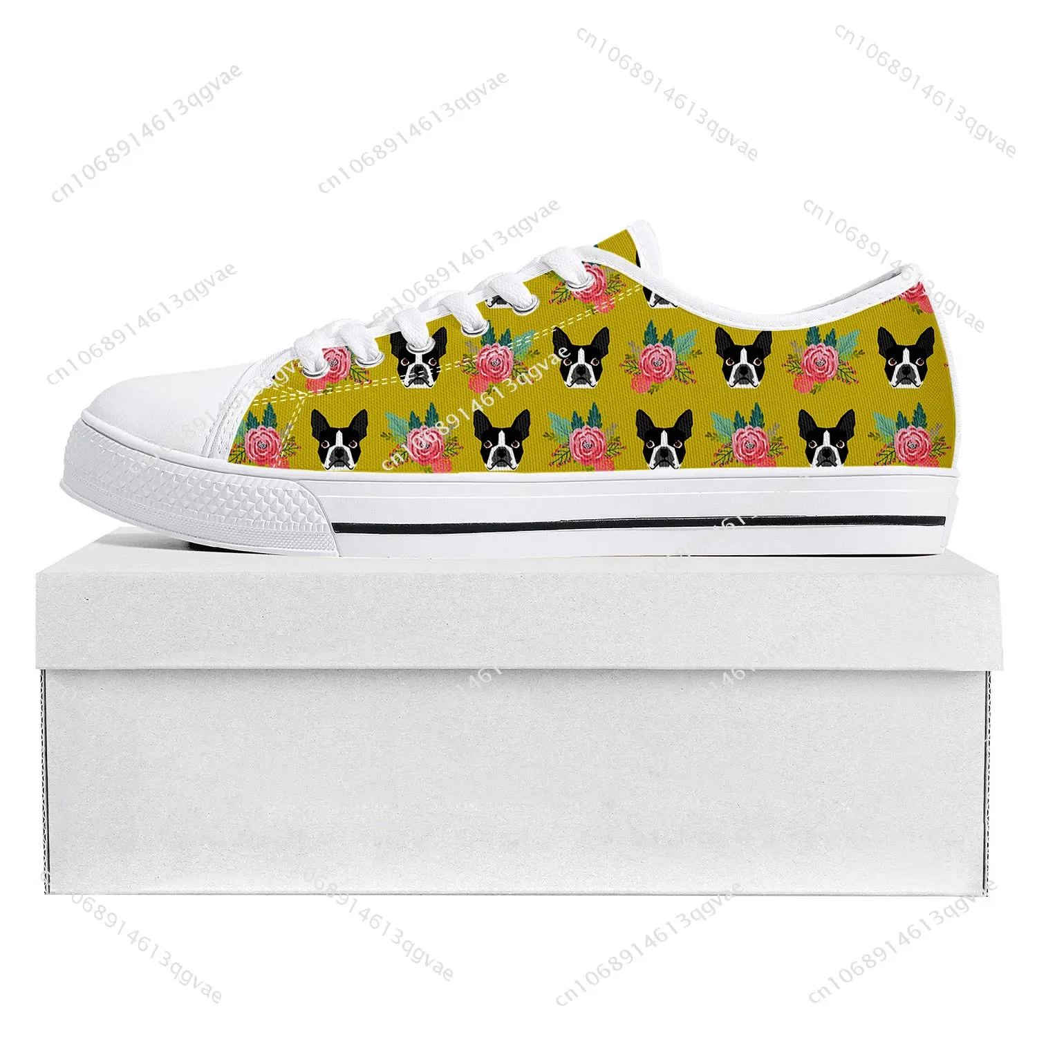 Boston Terrier Low Top High Quality Sneakers Mens Womens Teenager Tailor-made Shoe Canvas Sneaker Casual Couple Shoes White