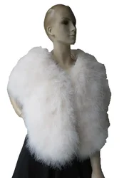 Wholesale/Retails Women's Real Ostrich Fur Cape/ Scarves/Coat White Winter Fashion