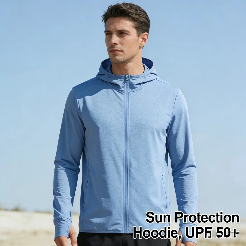 

Мужская летняя солнцезащитная рубашка 2026 года с защитой UPF50+, трикотажная, с длинным рукавом