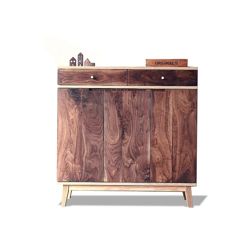 Modern simple Japanese-style solid wood ultra-thin large-capacity shoe cabinet, dining side multi-function foyer