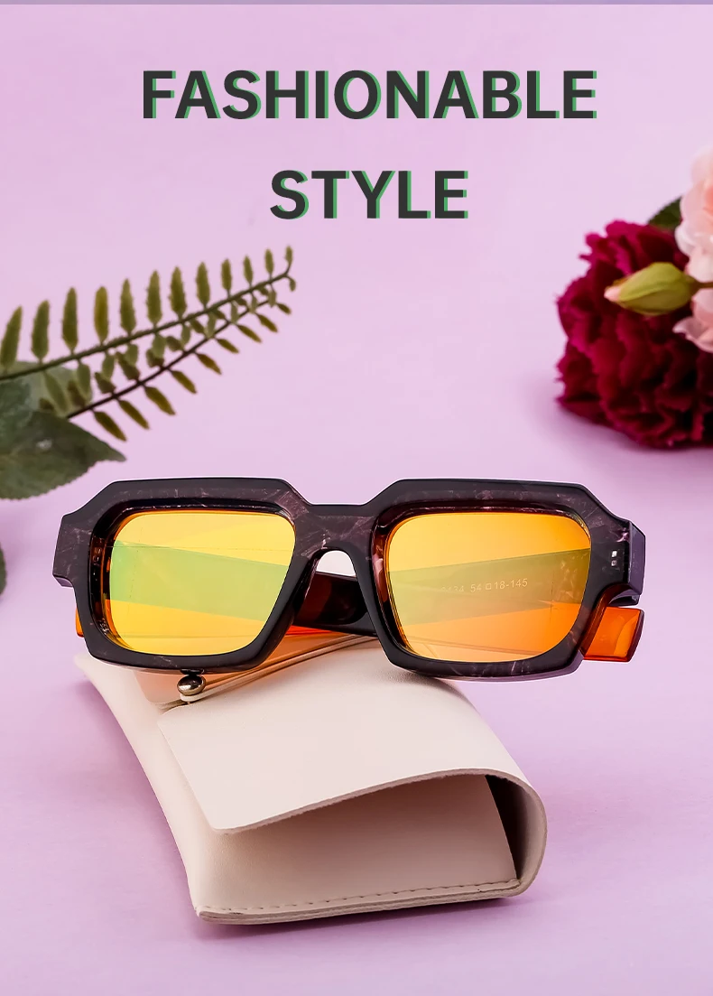 Vintage quadratische Punk Sonnenbrille Männer Frauen Luxusmarke Mode Rechteck Sonnenbrille für männliche zweifarbige Brillen mit dickem Rahmen – Detail 4