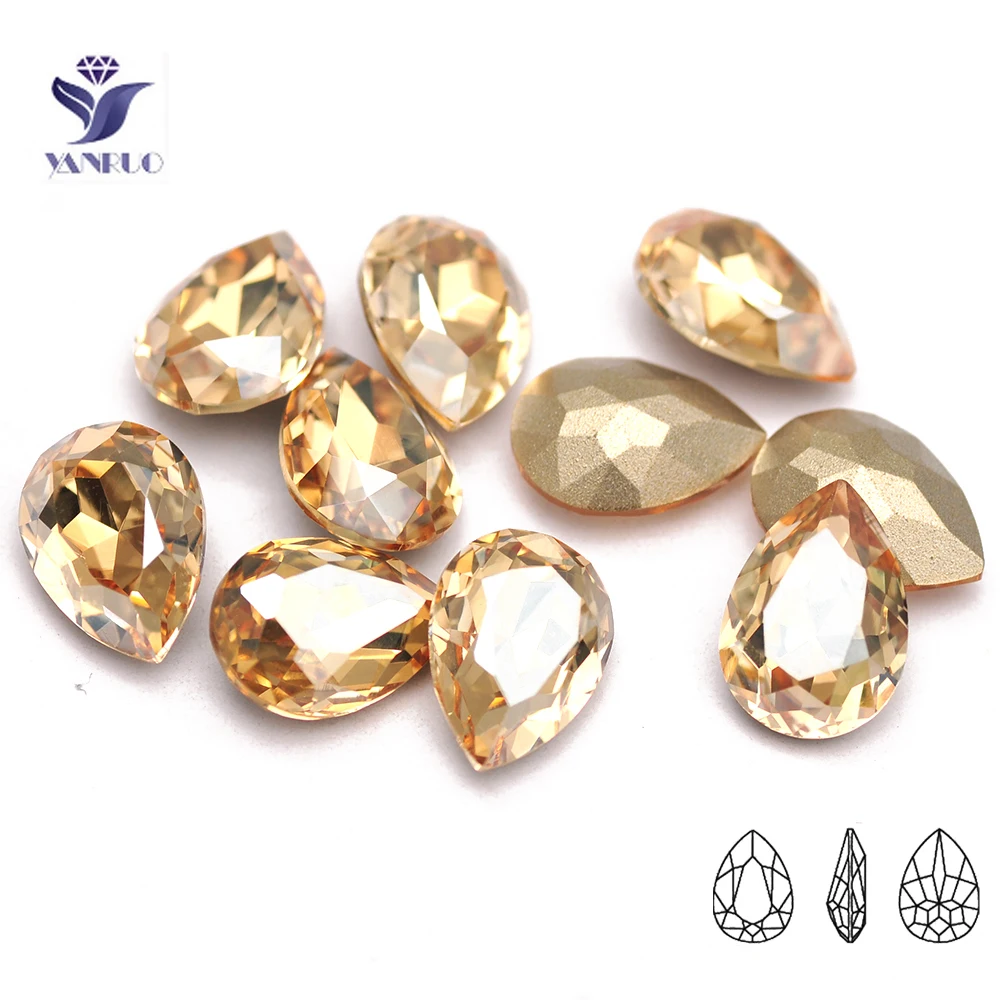 

YANRUO 4320 Drop Golden Shadow Crystal Fancy Rhinestones Crafts Glass Glitter Design Beauty Accessories For Nail Art Decorations