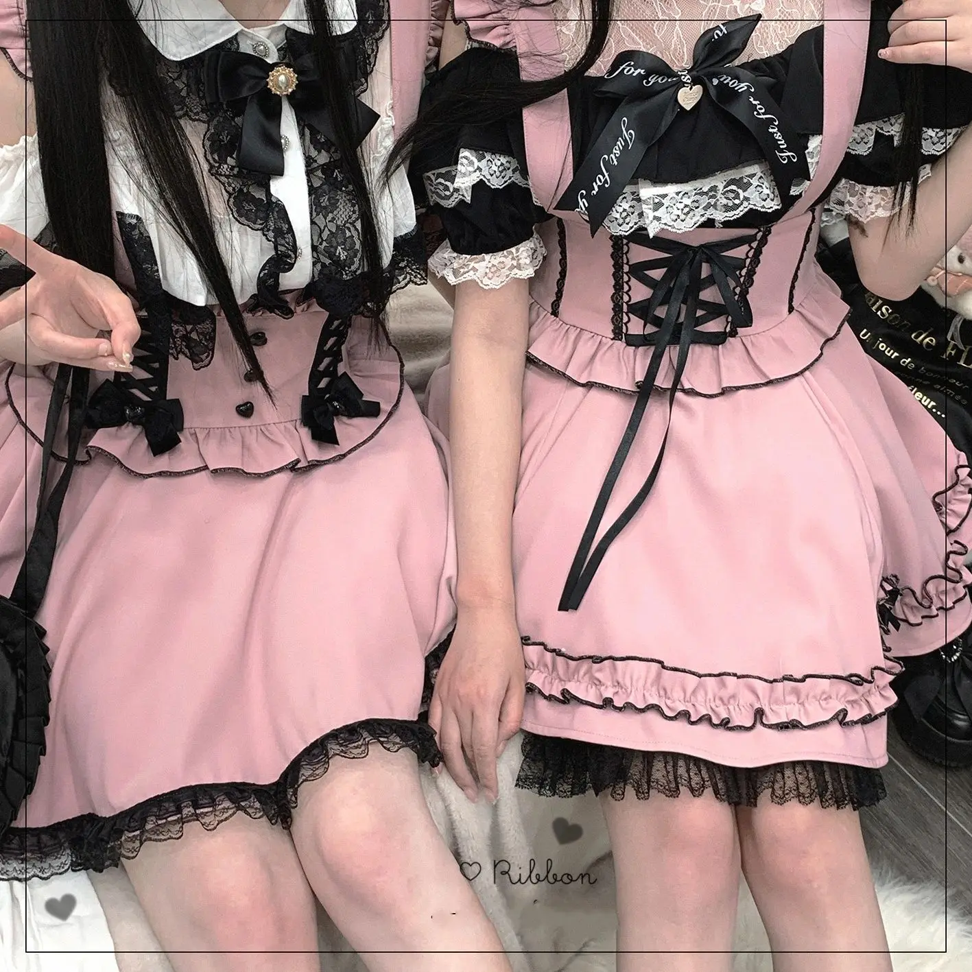 Japan Lolita Sweet Lace-up Cake Pettiskirt donna Cute Girl gonna con bretelle con cuciture arruffate primavera e autunno principessa pieghettata