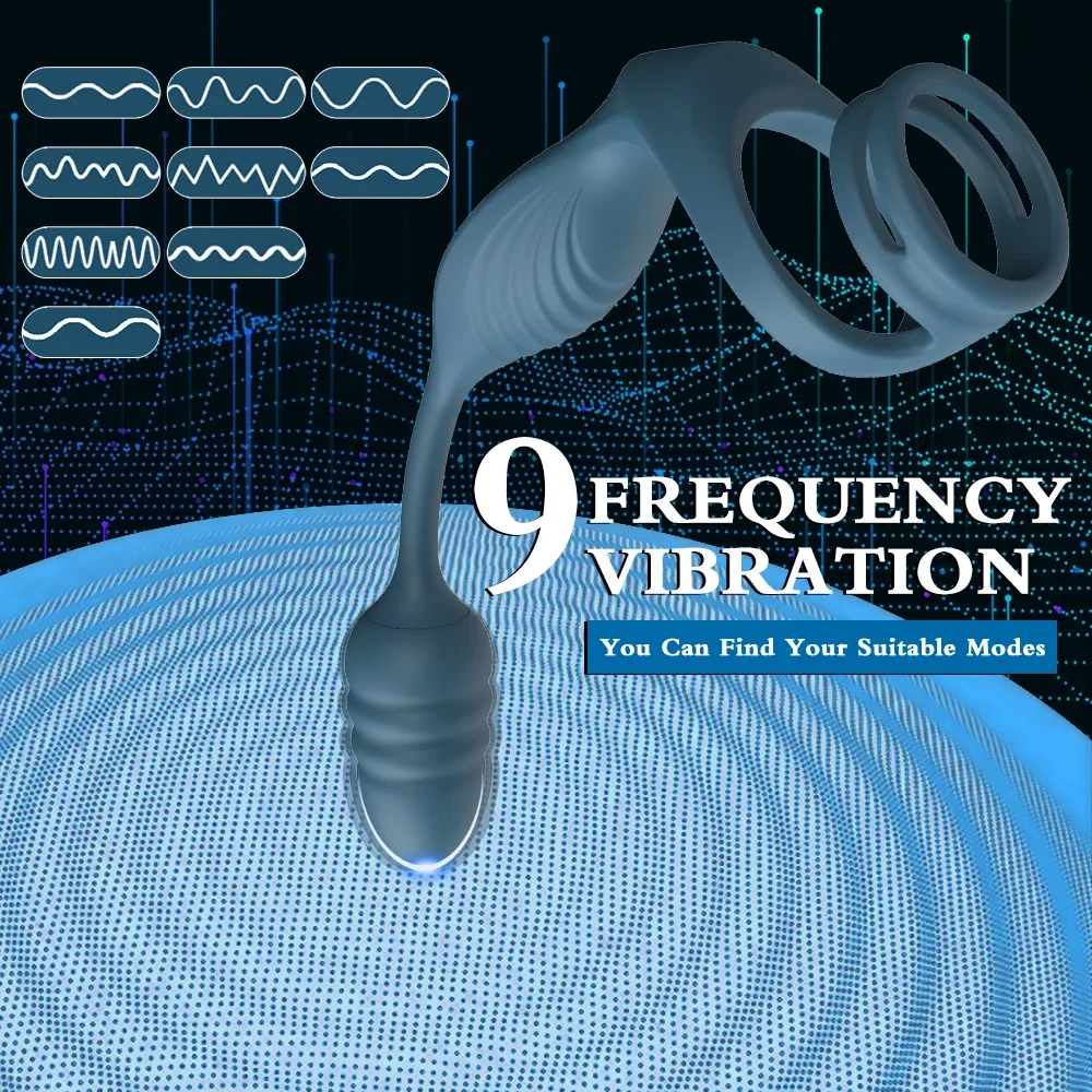 남성용 전립선 항문 엉덩이 플러그 진동기, 사정 지연 섹스 토이, 음낭 마사지기, 진동 콕 페니스 링