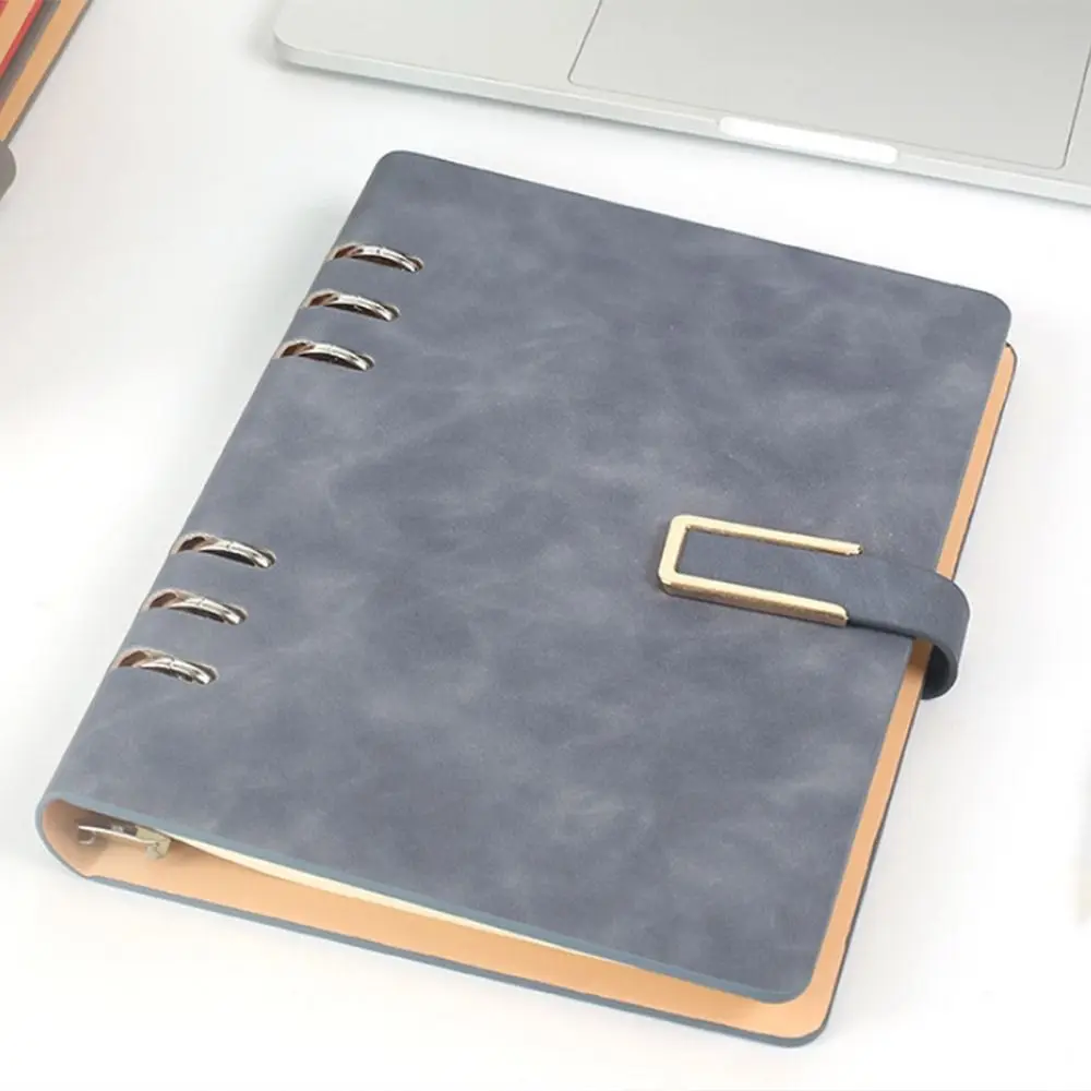 Durable Soft PU Leather A5 Notepad Thick Lined Pages Loose-leaf Notebook Refillable Buckle Ring Binder Journals Business Meeting