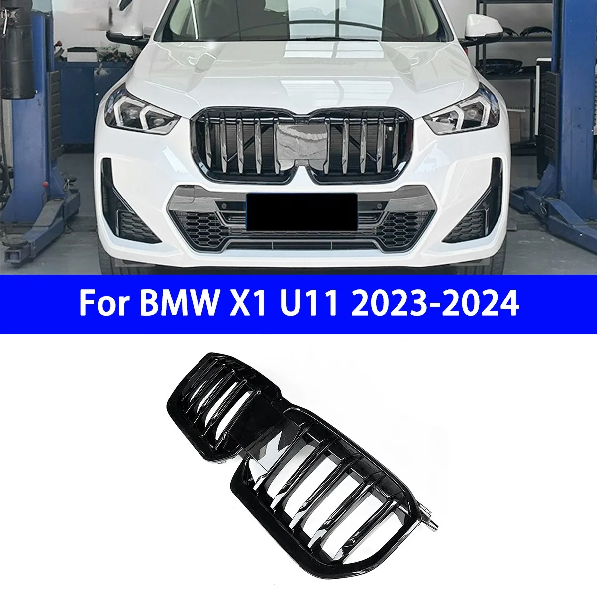 

Suitable for BMW X1 U11 2023-2024 Models with Full Gloss Black Warrior Grille Replacement