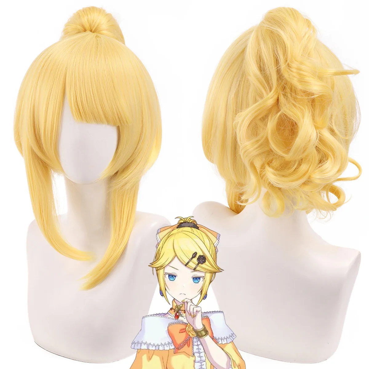 Riliane Lucifen Cosplay Wig Blonde Short Wig+Wig Cap Game Hair Heat Resistant Synthetic Wigs Party Carnival Props