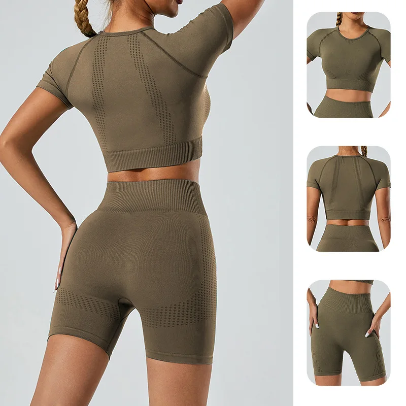 

Fitness Suits for Women Tracksuits Crop Top Gym Leggings Shorts Athletic Tights Soft Seamless Yoga Set Gym Pilates Clothes