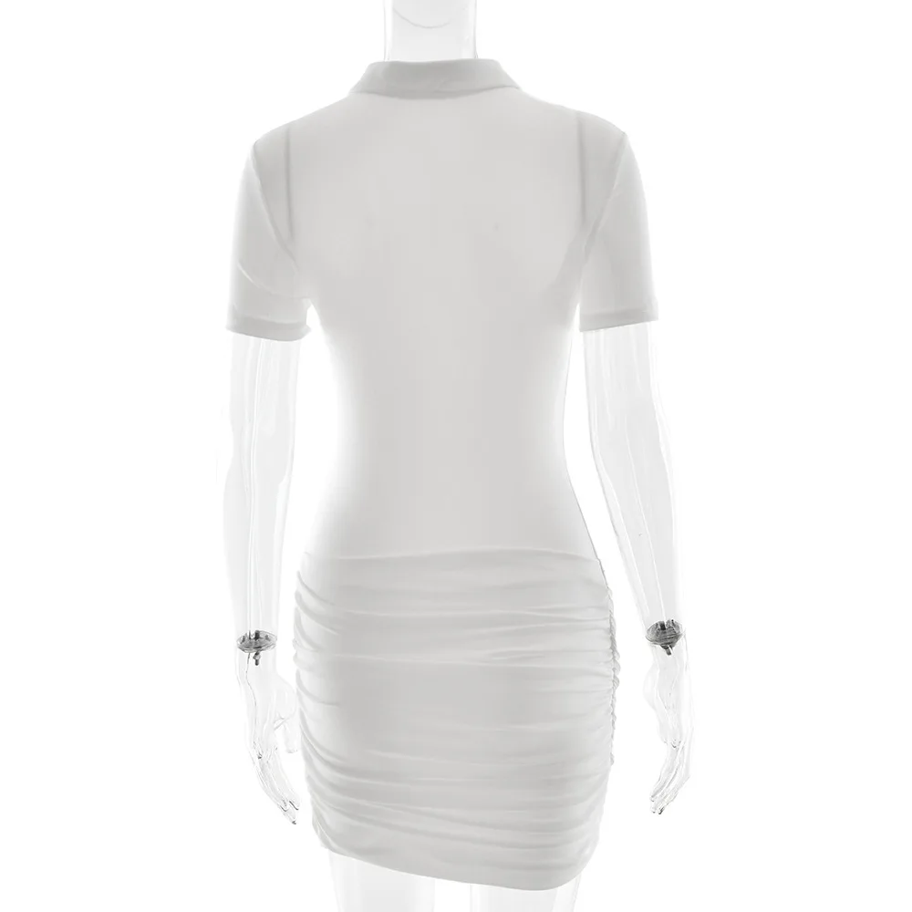 Modischer Plissee-Jumpsuit für Damen, Eleganter Kurzarm-Bodycon mit Reißverschluss und Revers, Sommerliche Alltags- und Streetwear – Detail 25