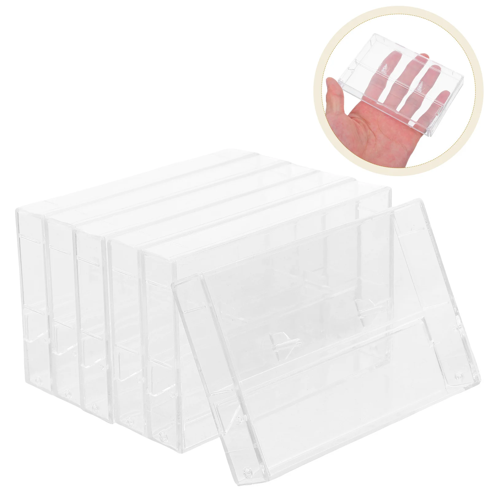 

6pcs High Transparency Cassette Tape Storage Box Clear Plastic Organizer For Cassettes Display Protection Holder