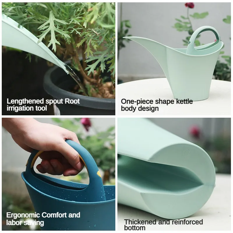 Household 2L Portable Gardening Watering Kettle Long Mouth Plant Watering Kettle Plastic Flower Watering Kettle Gardening Tools