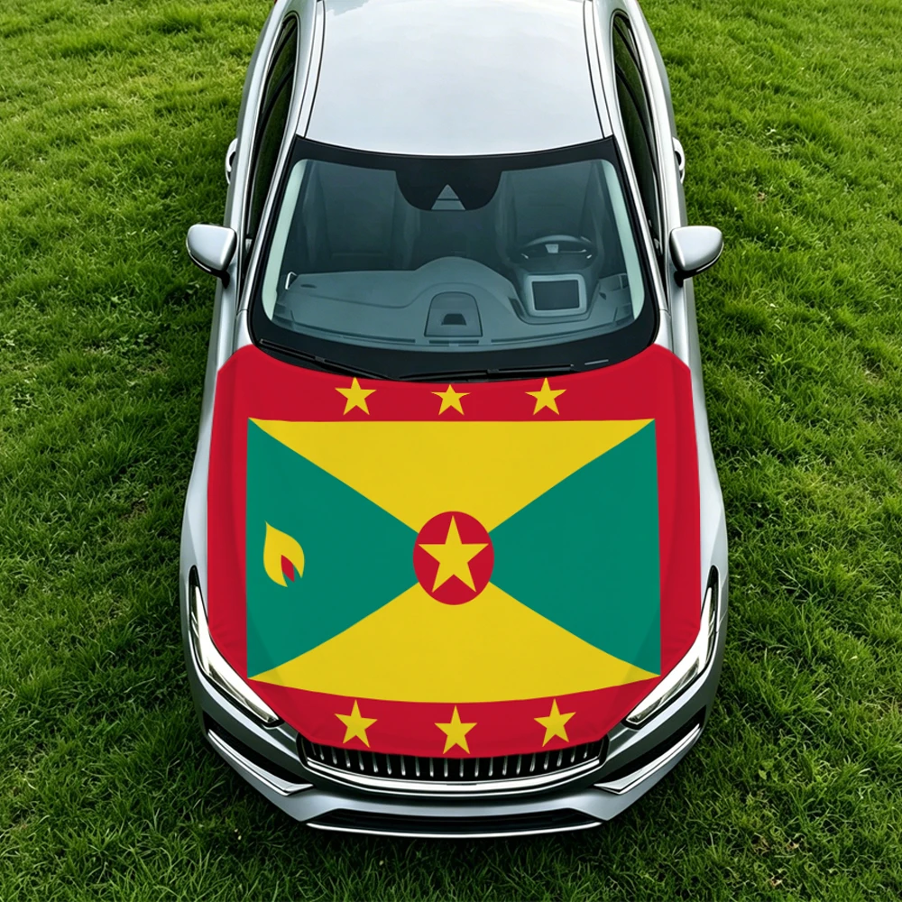 3.8x5.3ft Grenada Car Hood Cover Flag Swiss Confederation Car Bonnet Banner Elastic Fabrics Windproof