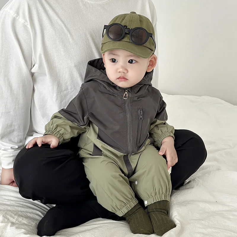 Baby Spring Outfit for Boys Long-Sleeve Romper for Going Out Double-Layer Spring Fashionable Versatile Jacket