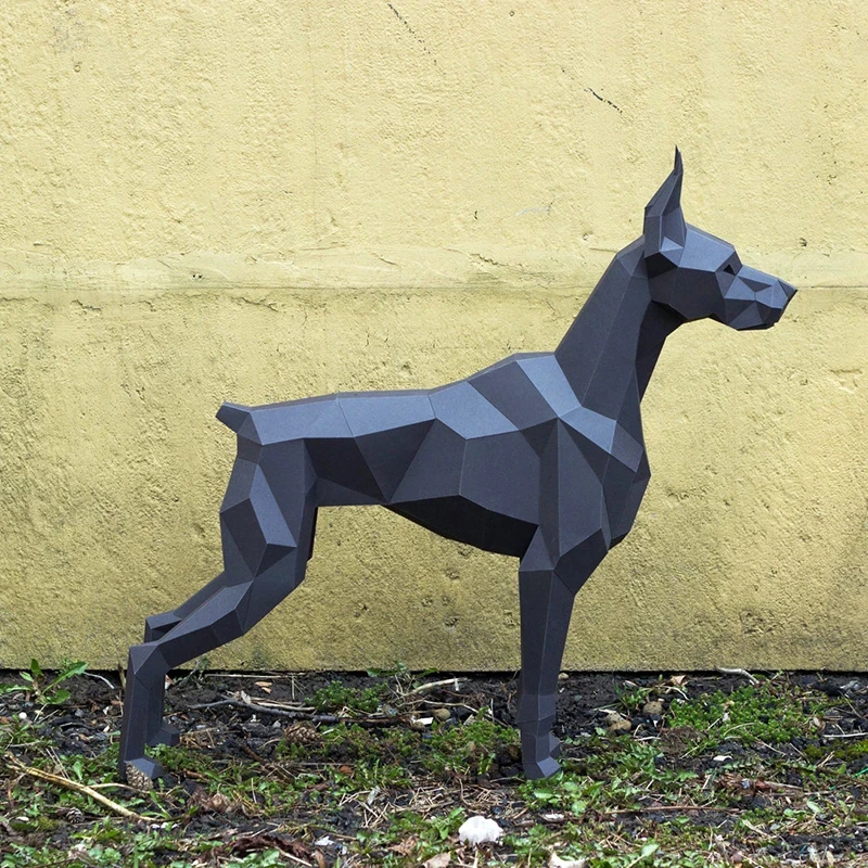 Model kertas Doberman 75cm buatan tangan 3D DIY Papercraft dekorasi rumah meja mainan pendidikan puzzle patung poli rendah