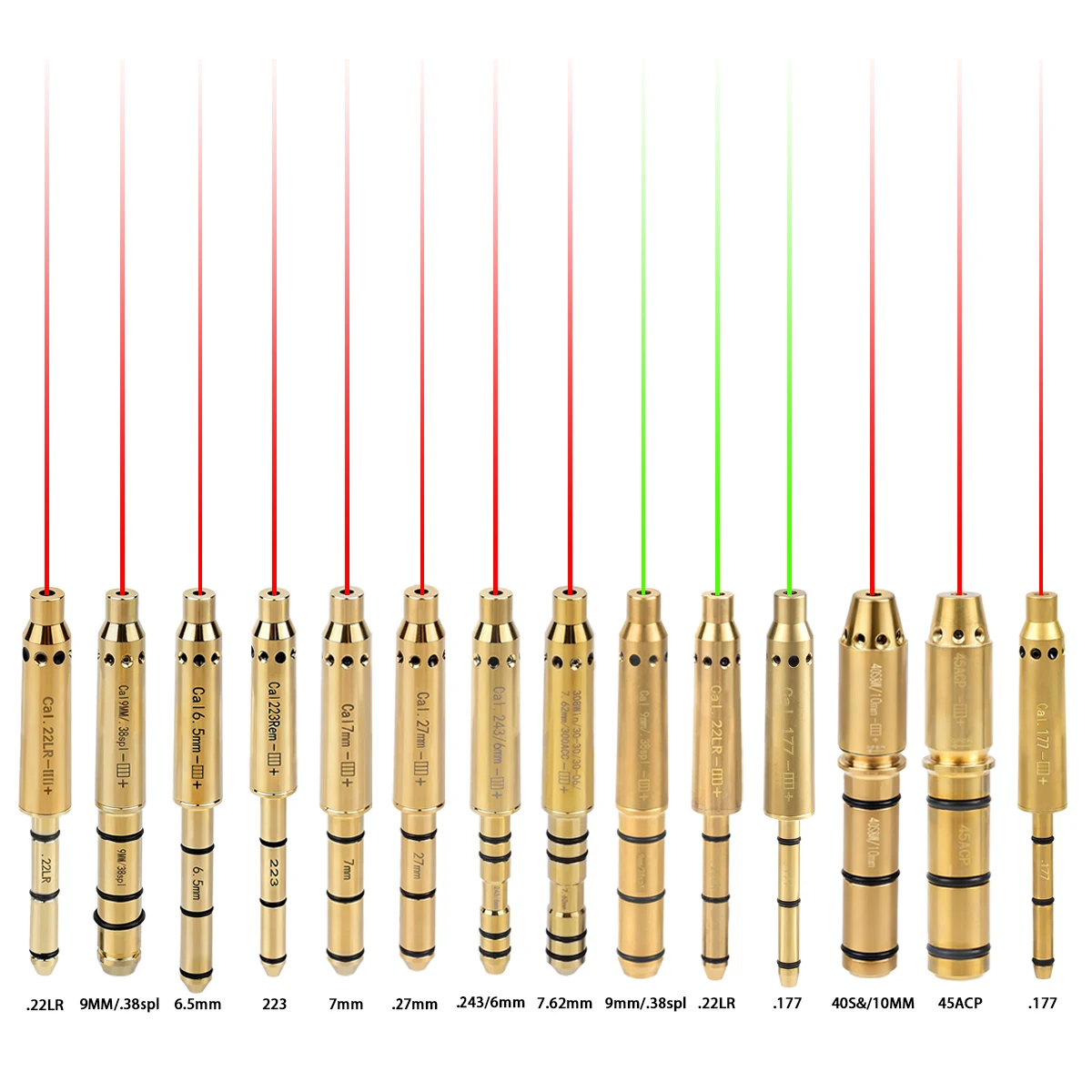 Tactical Laser Bore Sight Red Dot Laser Cal.22LR/.223 Rem/9mm/7.62mm/ 243/6mm/7mm/6.5mm/25/27mm Collimator Cartridge Boresighter