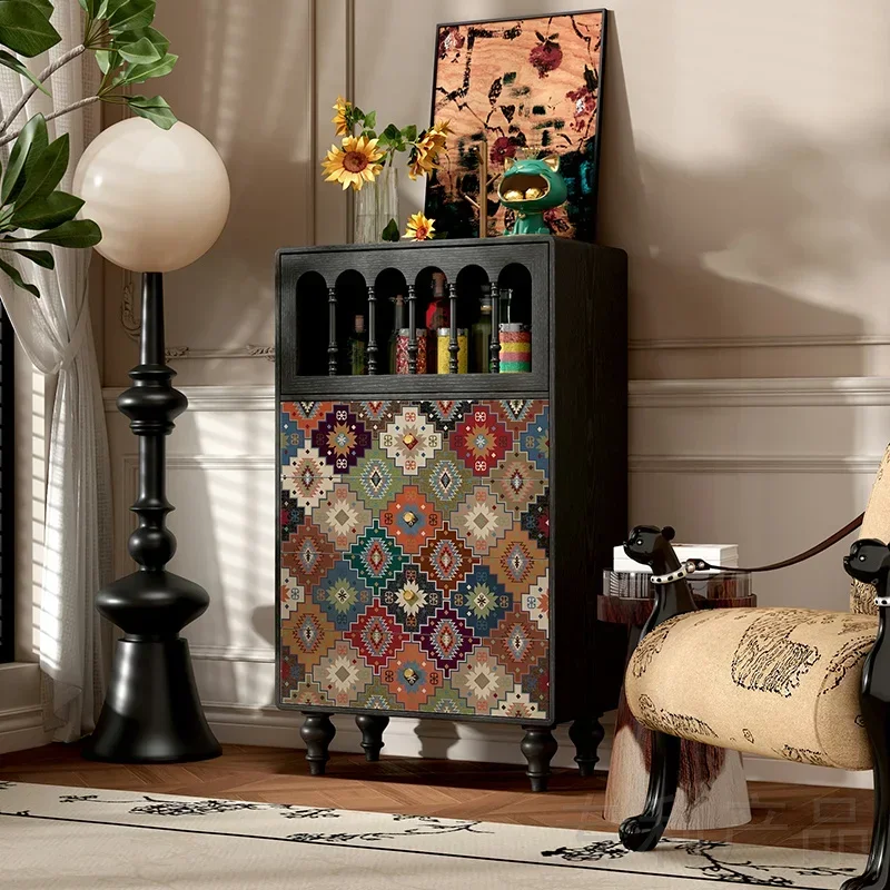 60.Solid wood four-chest cabinet Bedroom bedside drawer storage cabinet Living room dining side cabinet against the wall