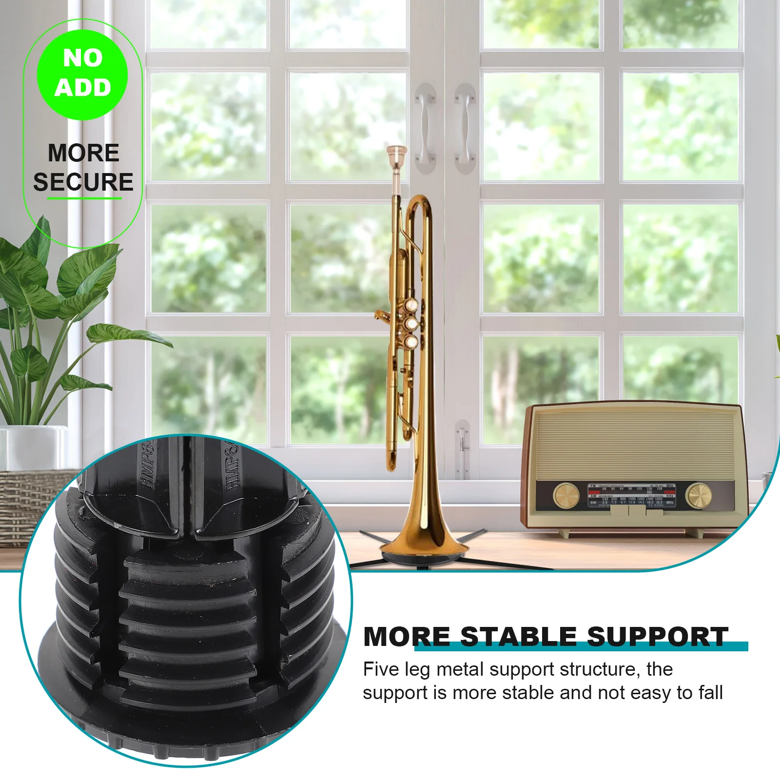 

Folding 5 St for Trumpet Flugelhorn Black Musical Instrument Display Rack Practical Trumpet St Storage Durable ABS