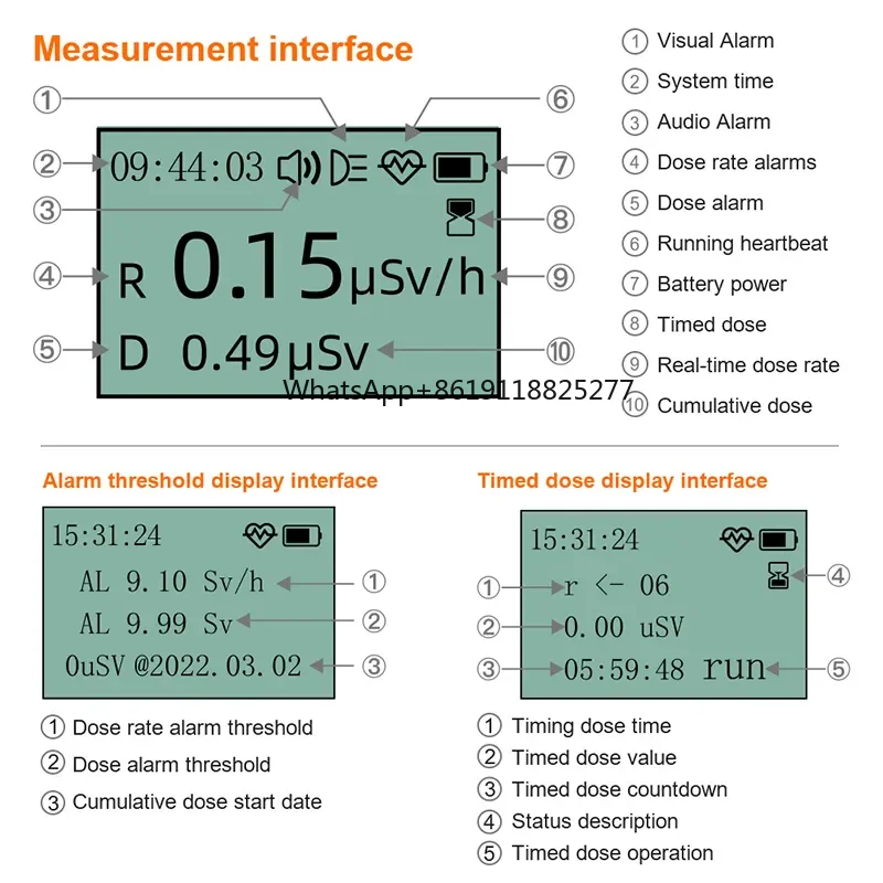 Rechargeable Handheld Pocket Water Detector Measuring Radiation Digital Electromagnetic Nuclear Radiation Detector