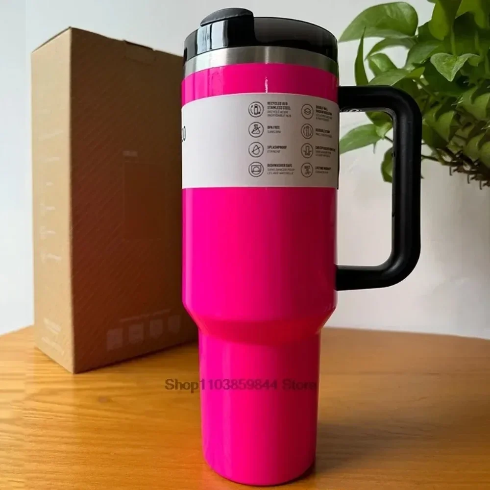 2025 40oz Portable Insulation Cup Travel Tumbler Straw Coffee Handle Car Stainless Steel Water Bottle BPA Free Thermal Water Mug