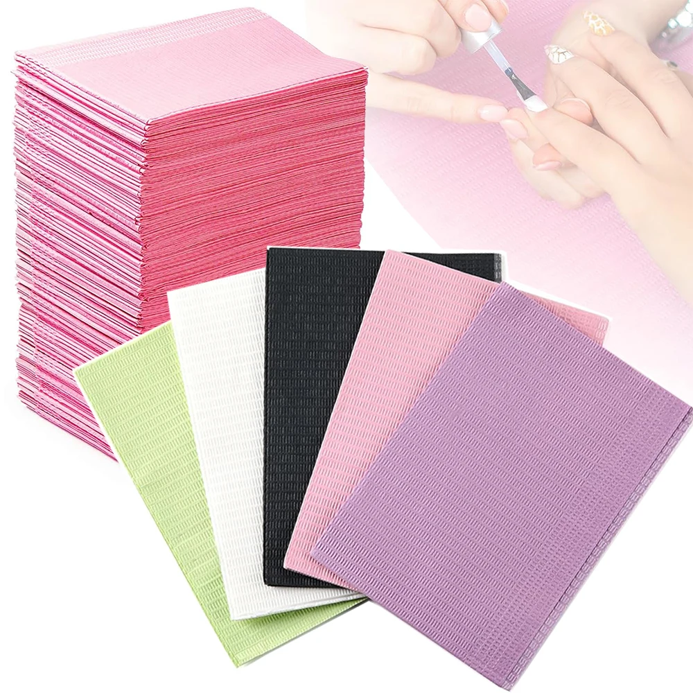 

20Pcs Disposable Nail Table Towels Mat 33.02*45.72cm 3 Ply Foldable Table Mat Waterproof Nail Pad for Salon Practice Manicure