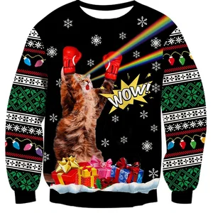 Weihnachtstiere 3D Herren grafische Hände Länge hässliche Ziegenmodische Tierkatze Hund Schweiß Kleidung Weihnachtsjunge Geschenkpullover Tops 12 Hauptverkleidungskatze Katze Schafe - №5