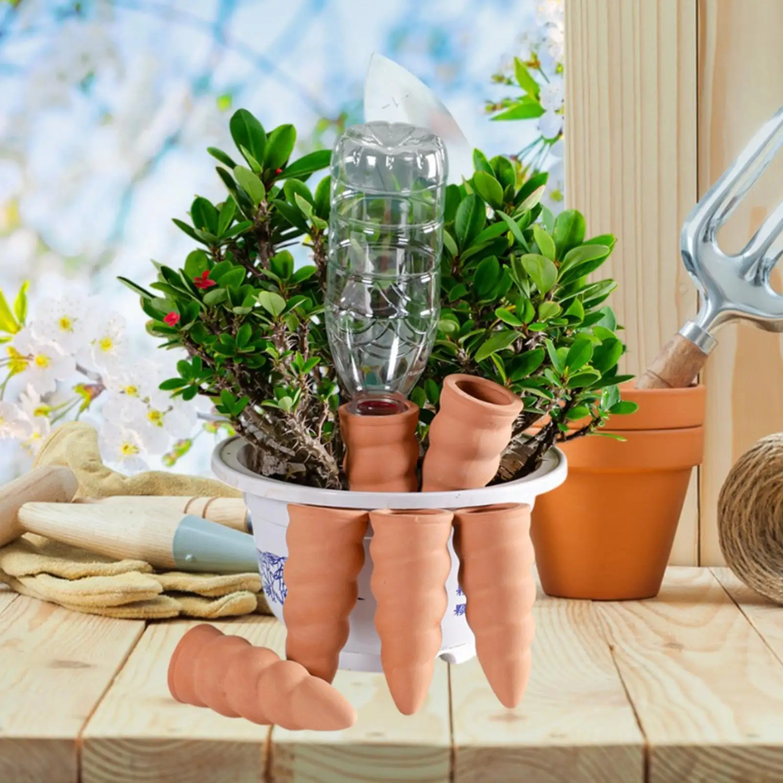 Self Watering Spikes Set Automatic Watering Tool Latosol Material for Garden Planter Boxes Balcony Pots