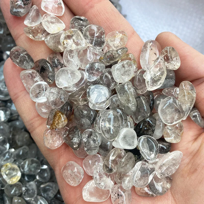 Chip di cristallo di diamante Herkimer da 3-12 mm, diamante Herkimer burattato naturale Chip naturali Cristalli Chip di diamante Herkimer Pietra grezza