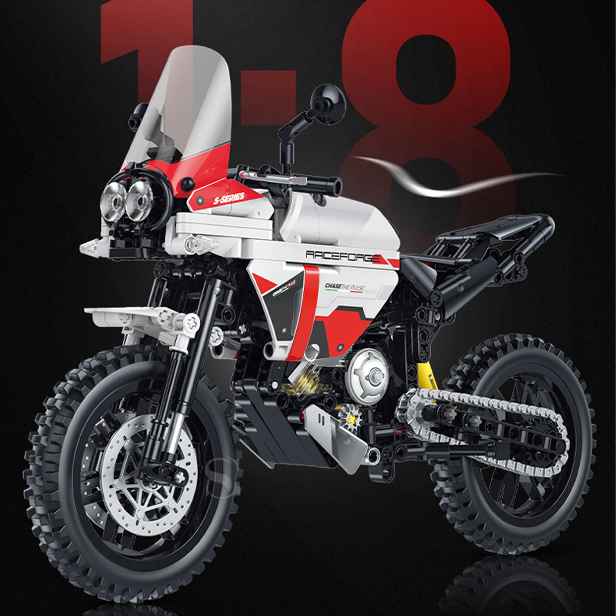 Bloques de Construcción de Motocicleta City Moto Racer, 526 Piezas, Escala 1:8, Motocicleta Deportiva de Velocidad Técnica del Desierto, Juguetes de Ladrillos para Niños y Adultos