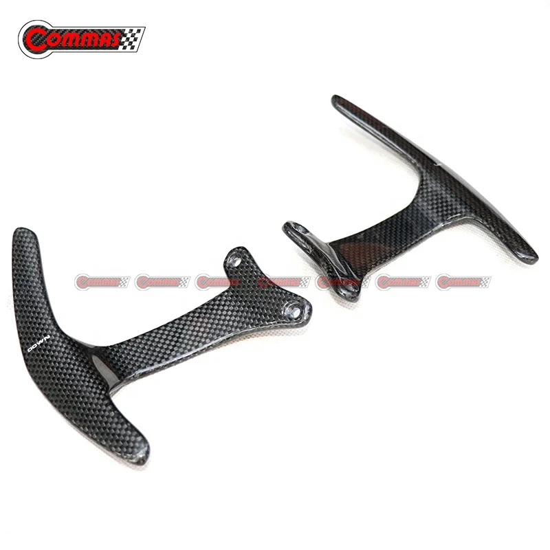 3K Glossy Dry Carbon Fiber Car Steering Wheel Paddle Shift Cover Extend Extension for Ferrari 488