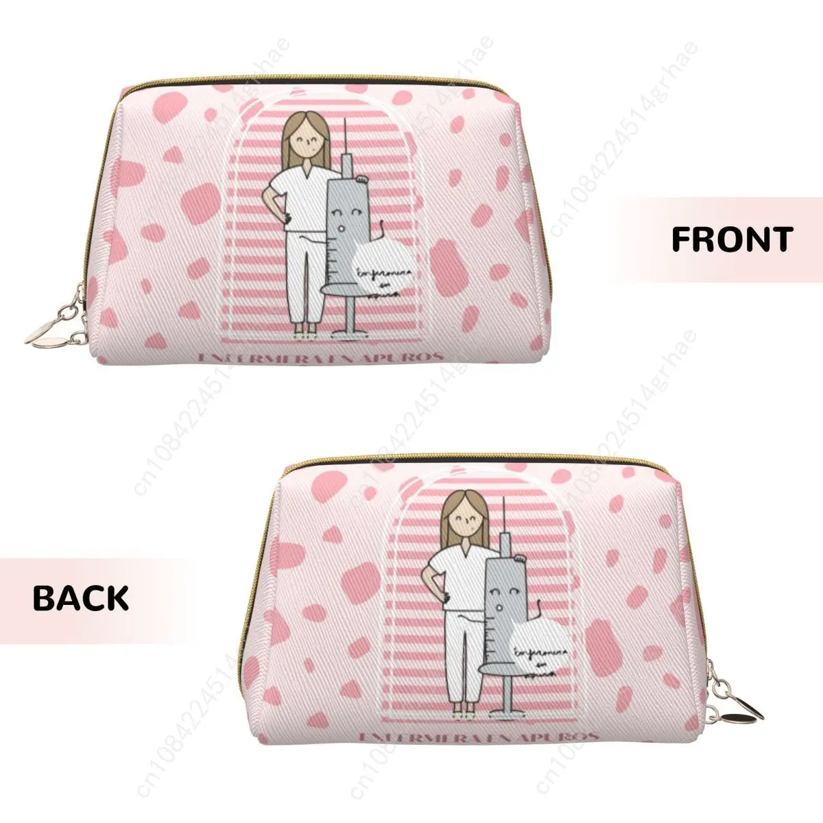 Doctor Nurse Large Makeup Bag Enfermera En Apuros Cosmetic Bags Organizer Nurses Zipper Pouch Leather Toiletry Case for Women