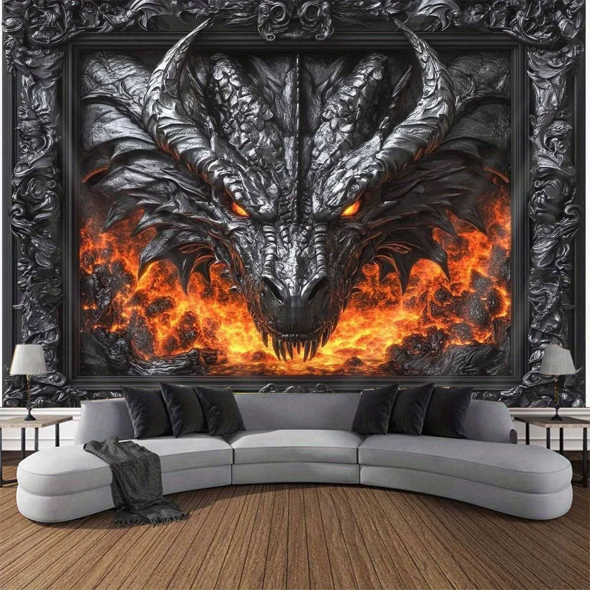 Fiery Dragon Tapestry - Perfect for Adding Gothic and Fantasy Style to Any Room Decor, Ideal for Home Use