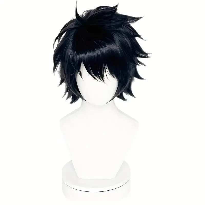 Death note detetive l papel headwear chapelaria l·lawliet cos peruca anime personagem acessórios para o cabelo preto reflexo ação cabelo curto
