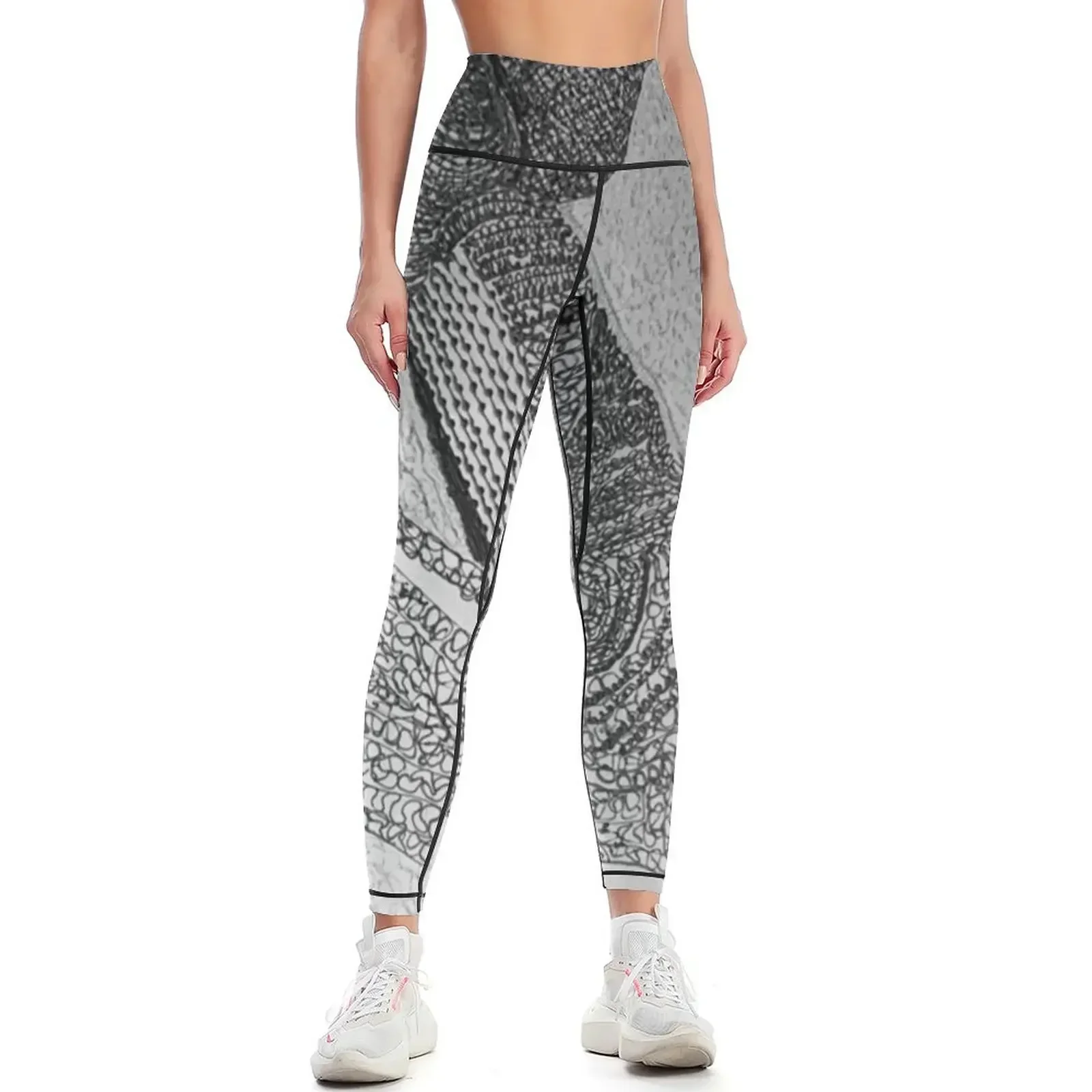 Black and White Lace Abstract Art Leggings gym womans fitness set gym Tight fitting woman sports shirts gym Womens Leggings