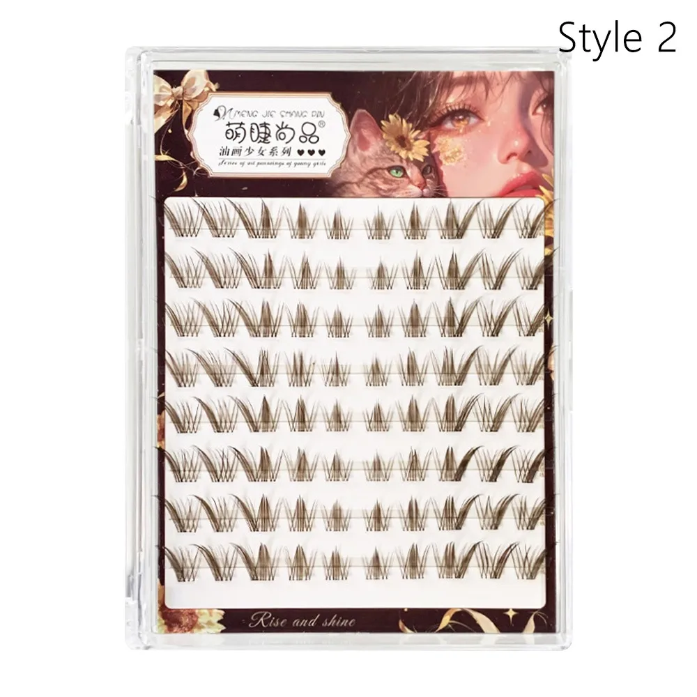 Fox Eye Effect Self Adhesive Cluster Lashes Press on Soft Fluffy Segmented Eyelashes Natural Look Reusable