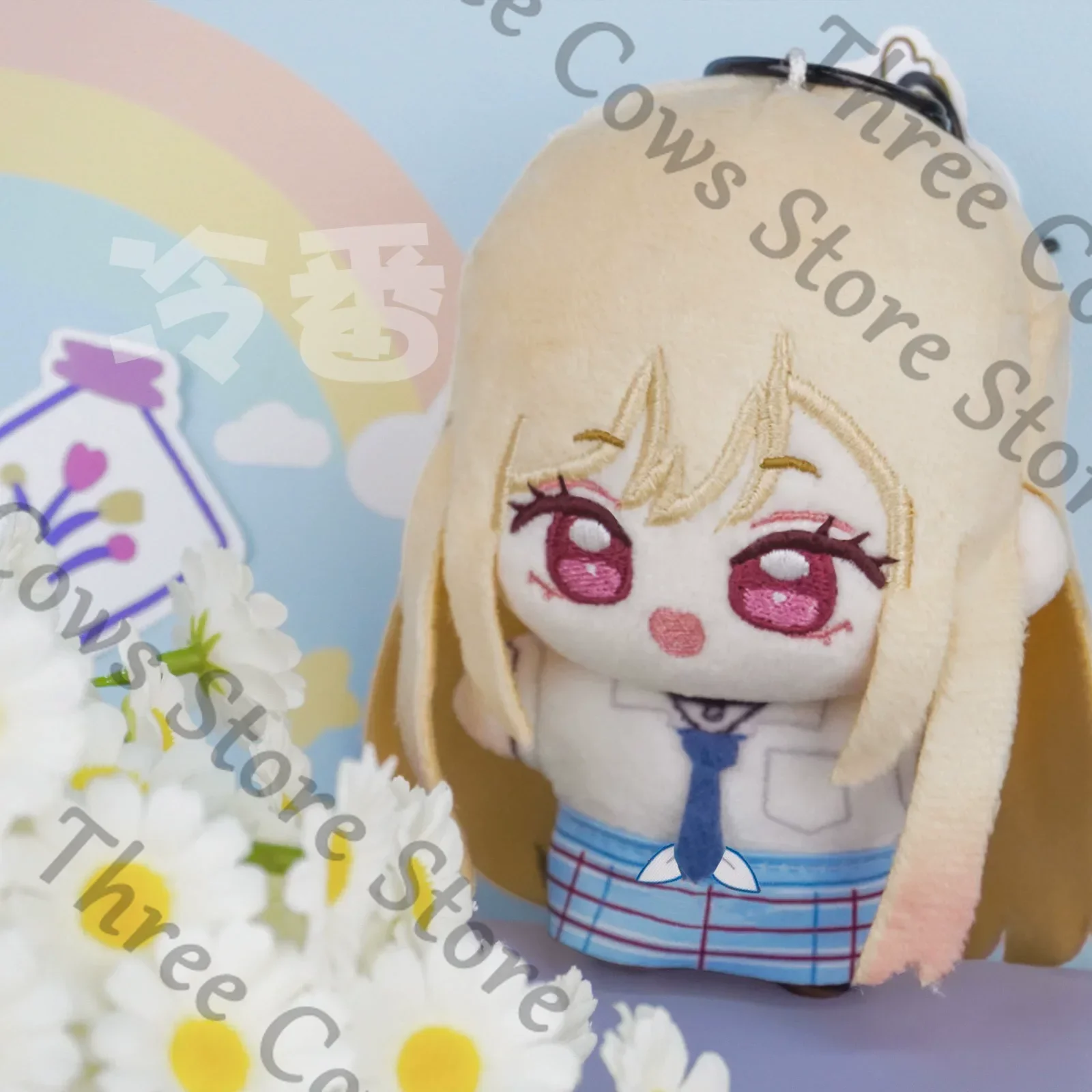 

10cm Anime My Dress-Up Darling Kitagawa Marin Cosplay Cartoon Fluffy Maumet Cotton Puppet Printing Keychain Keyring Widget Gift