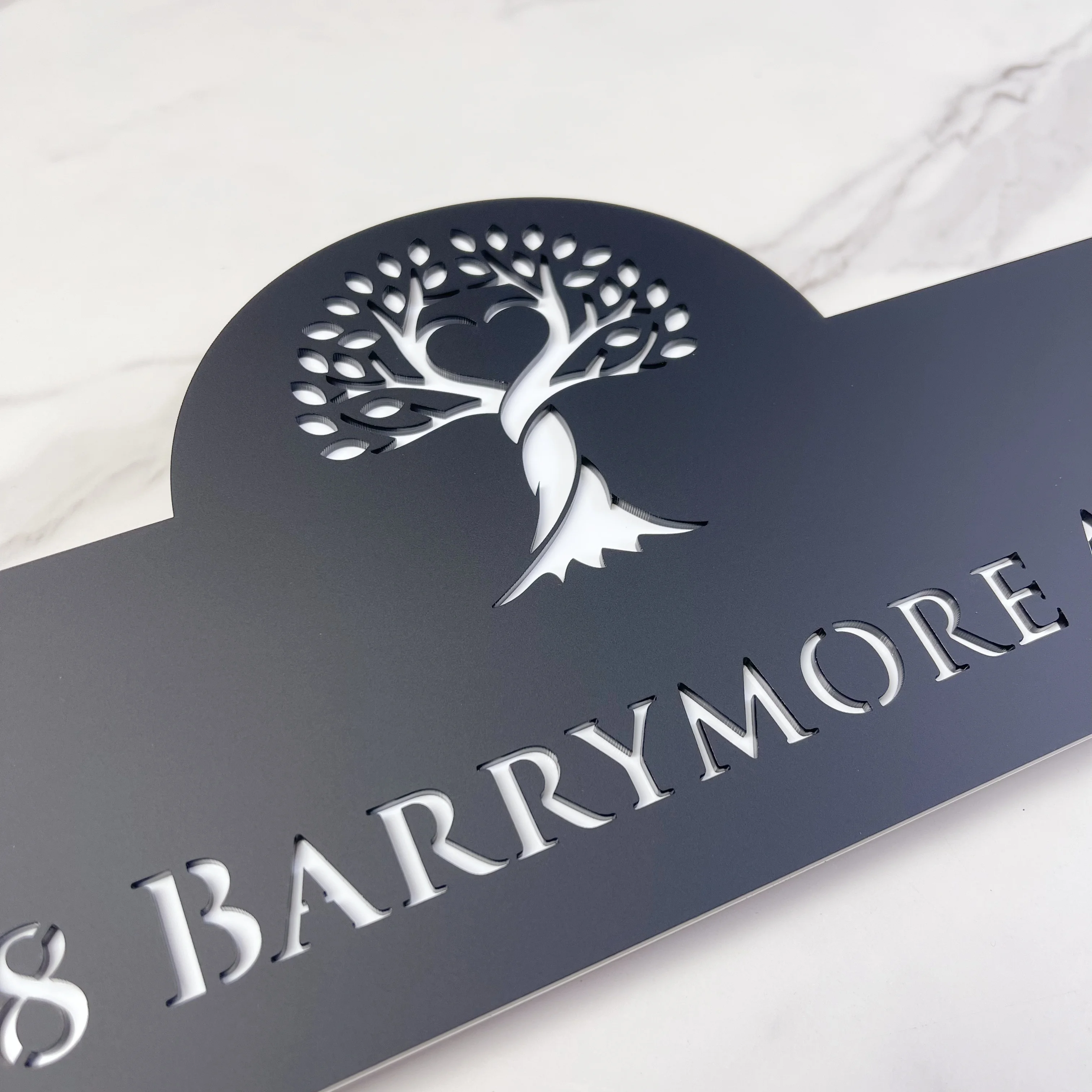 علامة رقم بيت شجرة الحياة المخصصة - لوحة عنوان خارجية من الأكريليك مقطوعة بالليزر ثلاثية الأبعاد حديثة، لوحة باب مخصصة للزينة #2