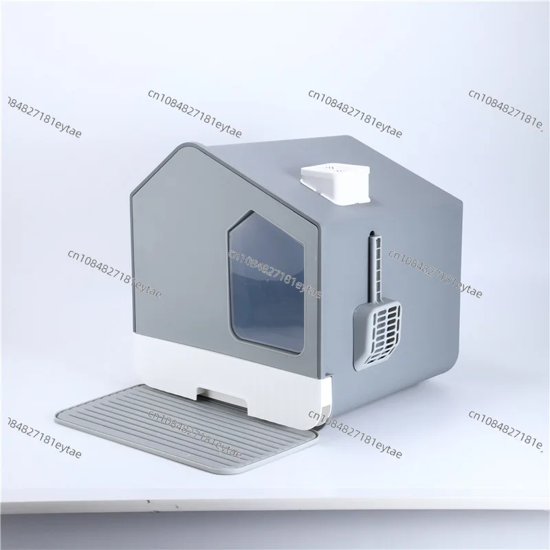 Large PP Cat Litter Box Double Flap Door Odor Control Easy Clean Pet Supplies