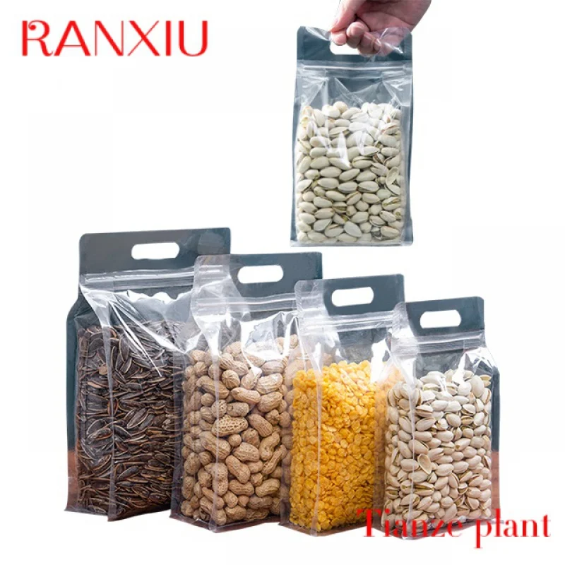 Custom Custom Print Stand Up Bag Transparent Back Seal Pouch Plastic Packaging for food packaging bags