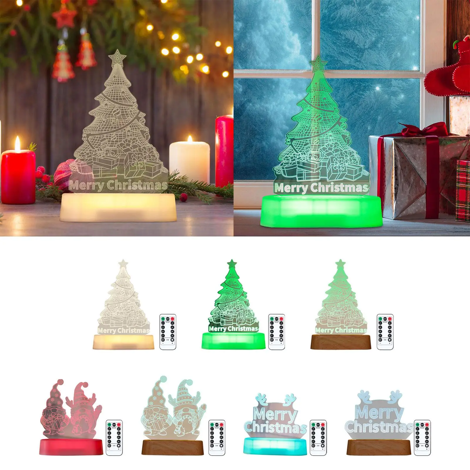 LED Night Light Freestanding 3D Table Lamp for Holiday Birthday Festivals