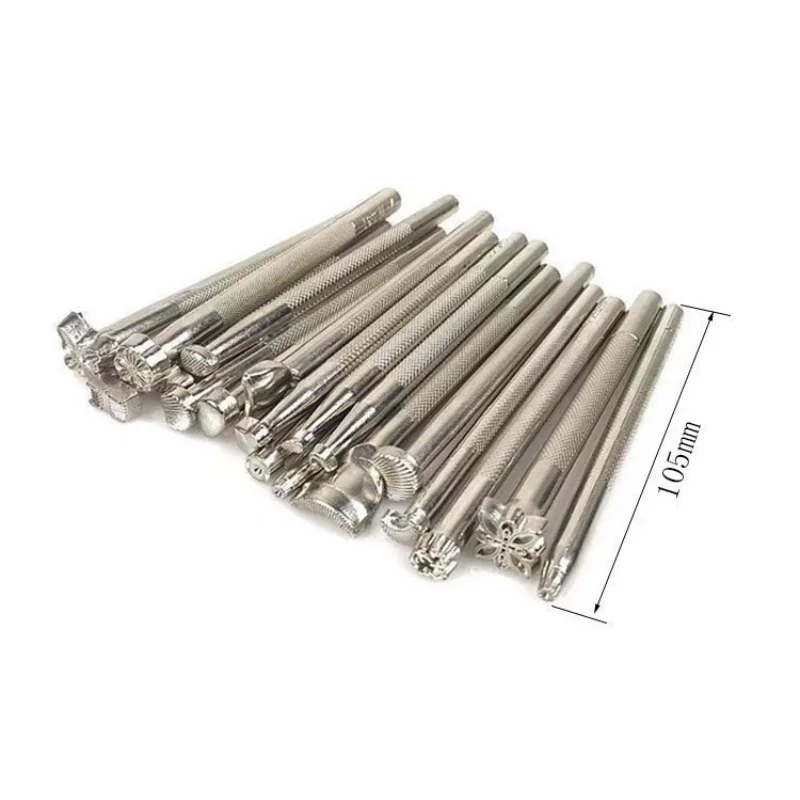20Pcs Leather Stamping Tools Leather Working Saddle Making Stamps Tool Carving Printing Tools DIY Hand Sewing Set