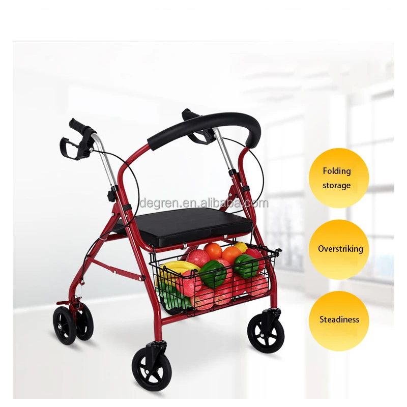 Frame Assisted walking Rollator Walker With Seat With Basket  walking aids for disabled seniors