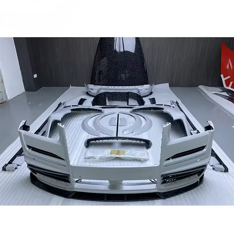 MSY نمط الألياف الزجاجية N مزورة ألياف الكربون مجموعة كاملة الجسم أطقم الجبهة الشفاه الناشر الوفير المصدات ل رولز رويس كولينان