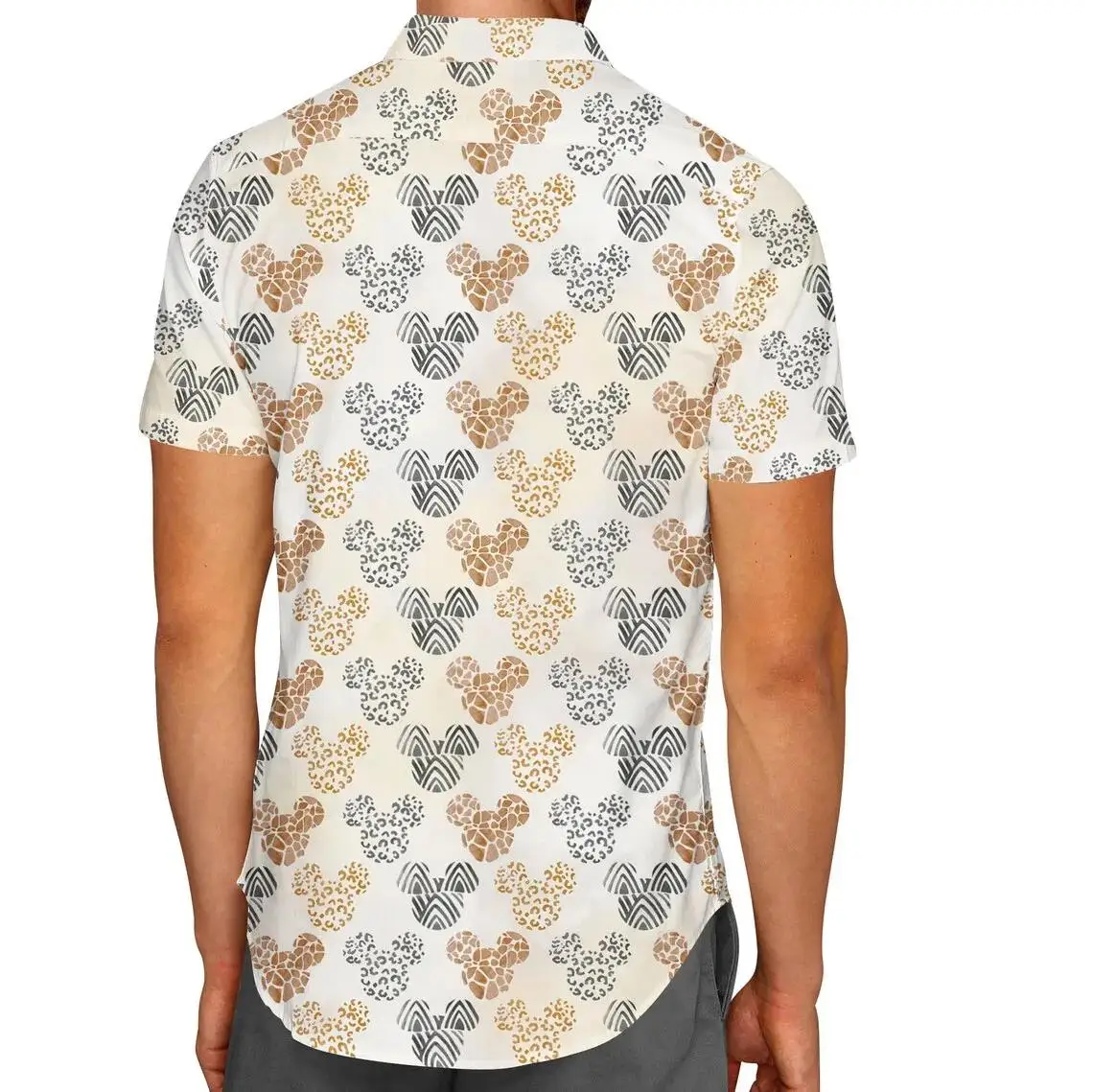 Safari Mickey Ears Hawaiian Shirt Disney Animal Kingdom Inspired Men\'s Button Down Short-Sleeved In Men Casual Beach