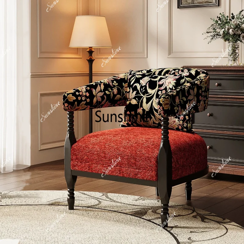 Medieval Single Sofa Chair Living Room Balcony Reception Chair Club Leisure Chair