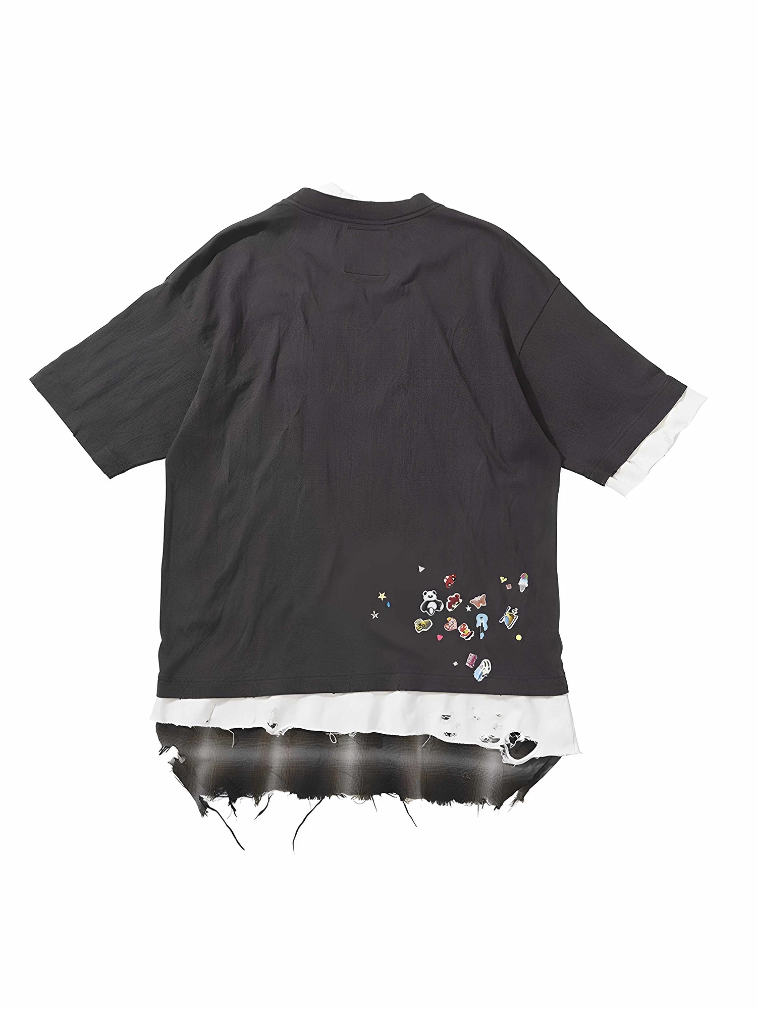 25SS MMY  Japanese Casual Cotton Fun Printed Fake Three Piece Splicing Round Neck Short Sleeved T-shirt