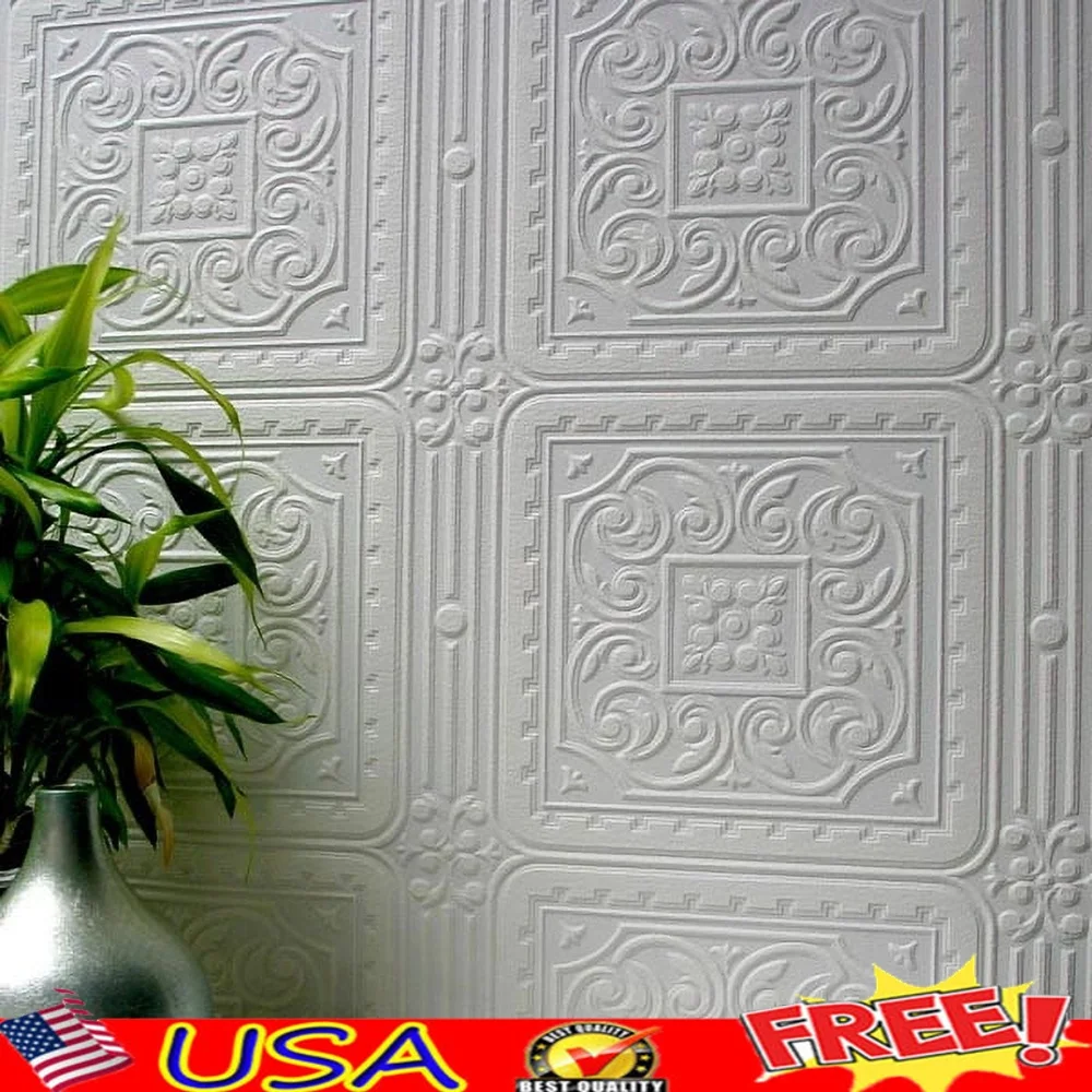 

Текстурированные виниловые обои, раскрашиваемые, неоплаченные, дизайн в стиле барокко, моющиеся, полосатые, 20,9 x 33 фута, чехлы, 57,5 кв. футов, настенный декор