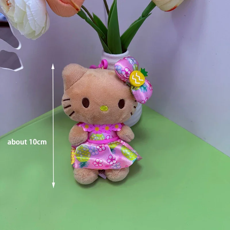 Simpatico portachiavi in peluche con ciondolo pometo di ananas in pelle Hello Kitty KT Cat