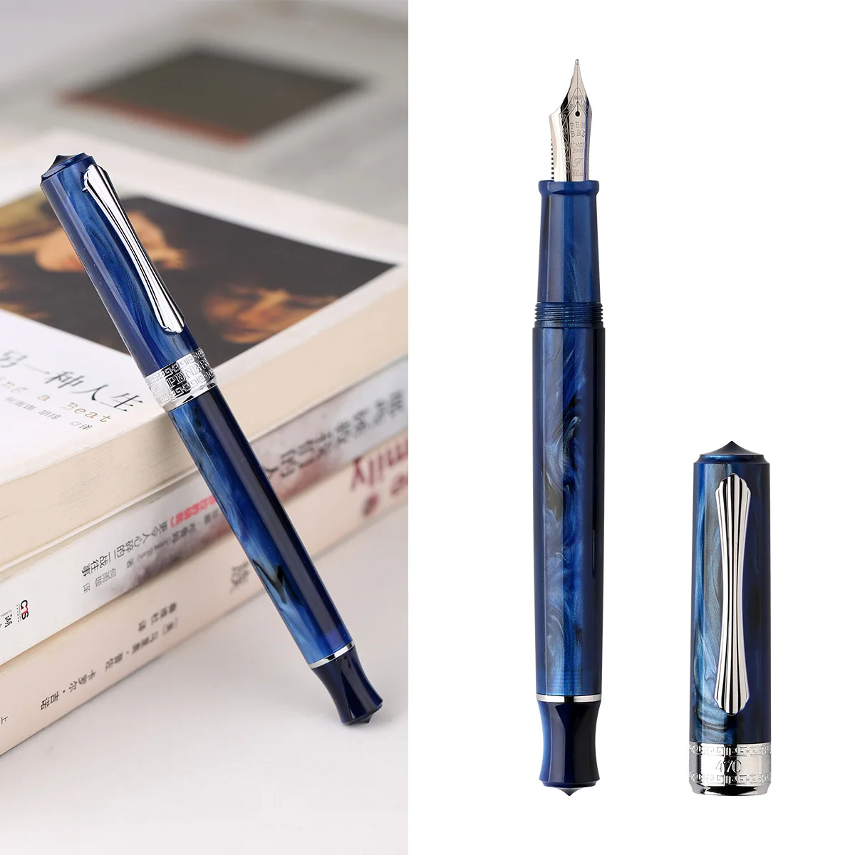 

Latest PENBBS 470 Acrylic Piston Fountain Pen Round Grinding Blade F/M Nib No.5 Creative Business Vacuum Ink Pen for Writing