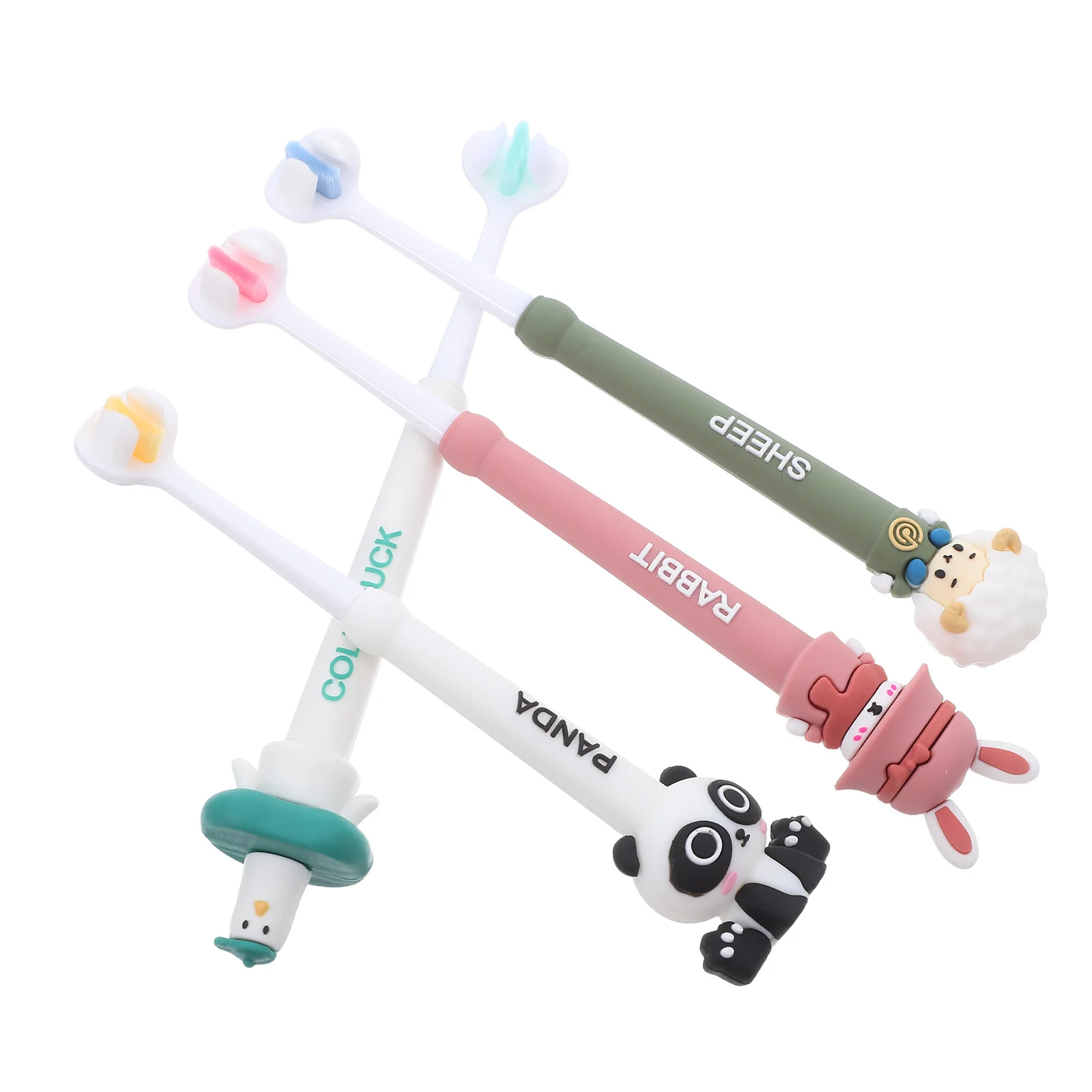 

4Pcs Toddler Toothbrush Soft Comfortable Bristles Three-Sided Cleaning Design Fun Handle for Boys Girls Developing Healthy